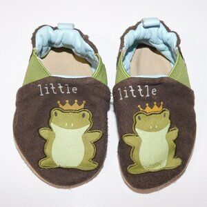 Robeeze Baby Boys Brown Green LITTLE PRINCE Frog 0-6 Months Soft Sole Shoe 6m
